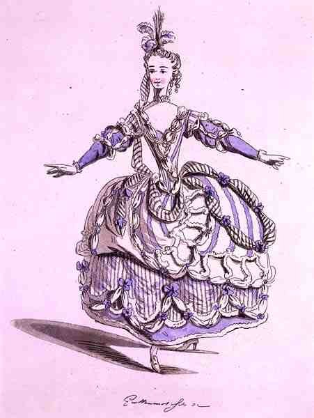 تصميم أزياء Phrygienne ، في Dardanus ، نص كتابي من تأليف Leclerc de Labruere ، من تأليف Jean-Philippe Rameau (1683-1764) طبق الأصل بواسطة A. Guillaumot Fils (نقش ملون) بواسطة المدرسة الفرنسية