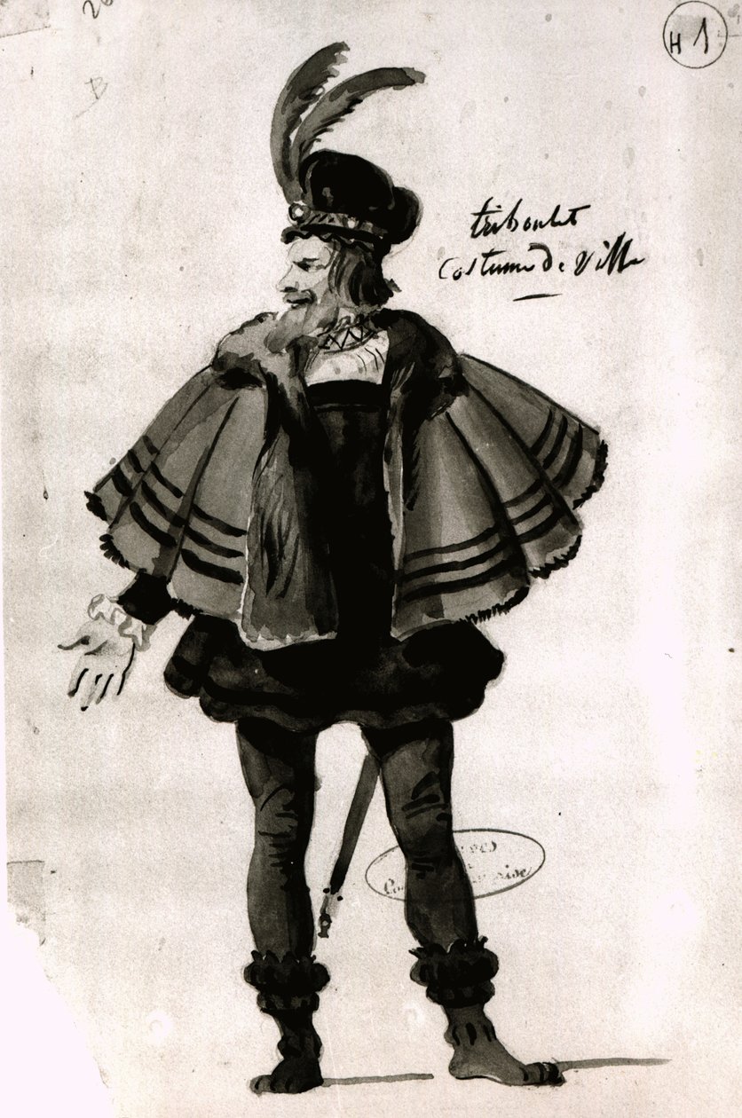 تصميم أزياء لـ Triboulet ، في Le Roi samuse (1832) بواسطة Victor Hugo (1802-85) ، 1832 (قلم وحبر على ورق) بواسطة المدرسة الفرنسية