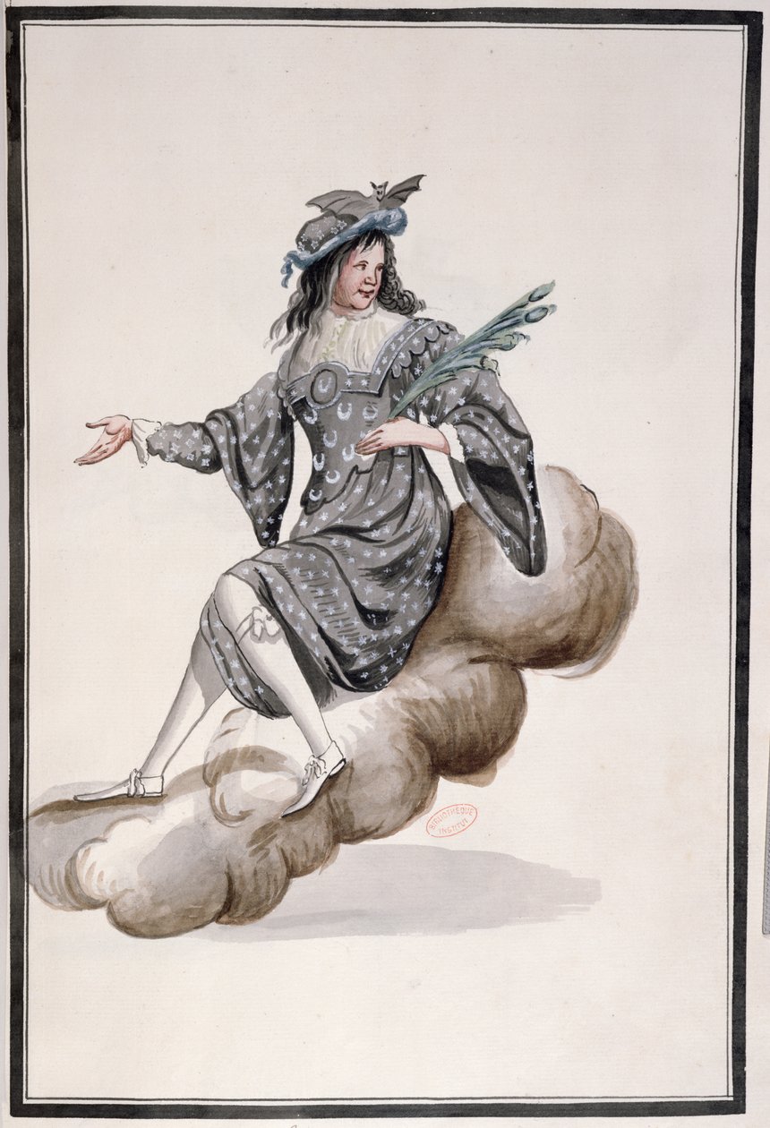 زي ليلة الباليه de la Nuit لجان باتيسي لولي (1632-87) رقص بواسطة لويس الرابع عشر ، 23 فبراير 1653 (مرحاض على الورق) بواسطة المدرسة الفرنسية