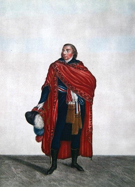 زي ممثل الشعب خلال فترة Directoire ، حوالي 1797 (نقش ملون) بواسطة المدرسة الفرنسية