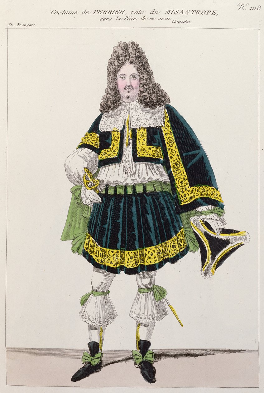 زي يرتديه الممثل بيرييه في Le Misanthrope بواسطة Moliere (1622-73) بواسطة المدرسة الفرنسية