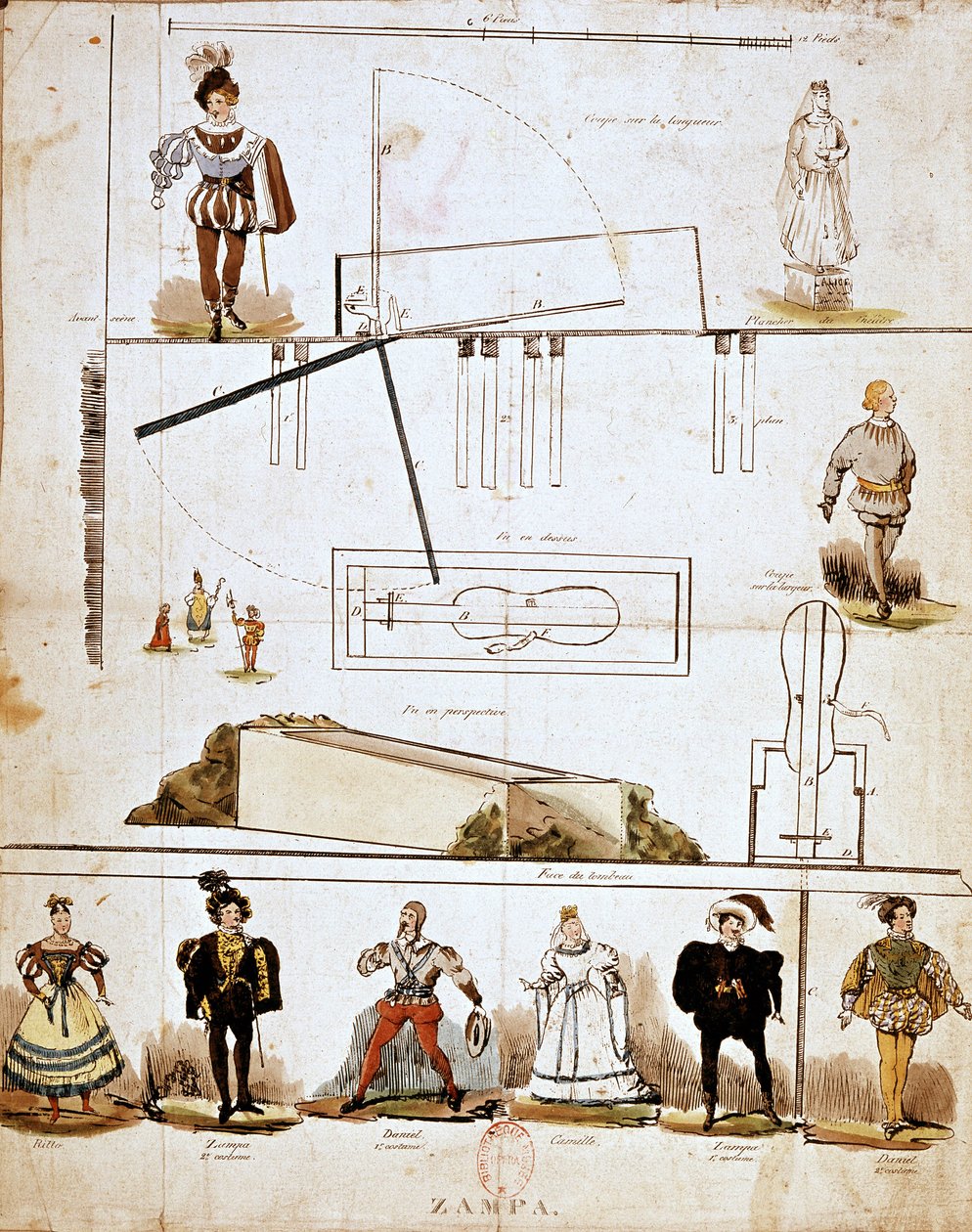 أزياء ومجموعات أوبرا "Zampa or the Marble Bride" لفرديناند هيرولد (1791-1833) بواسطة المدرسة الفرنسية