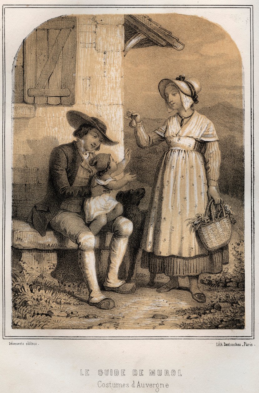 أزياء دي أوفيرني - Le guide de Murol - نقش في "" تذكارات Les soirees de mon uncle و Tales de voyages "بواسطة MORING MICHEL - نهاية القرن التاسع عشر بواسطة المدرسة الفرنسية