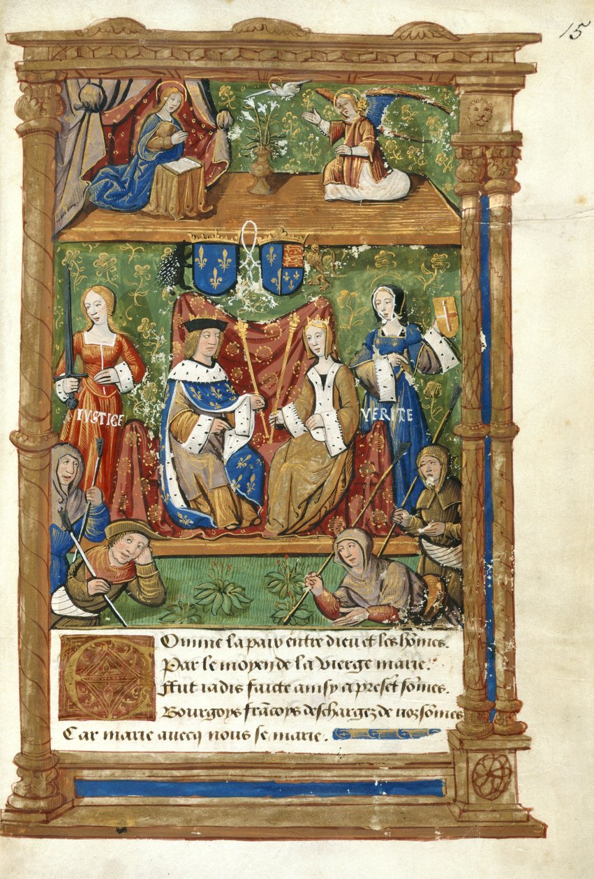 Cotton Vespasian B. II ، f.15 Pageant at the Palais Royal بواسطة المدرسة الفرنسية