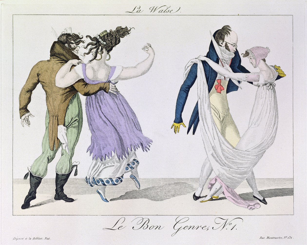 الأزواج الذين يرقصون الفالس ، من Le Bon Genre ، c.1810 بواسطة المدرسة الفرنسية