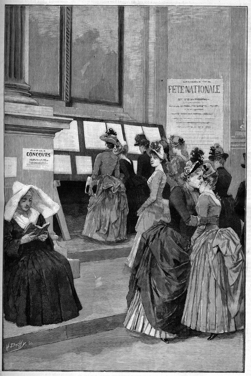 Cour des Tuileries: نتائج امتحانات القبول في فندق Hotel de Ville de Paris للفتيات الصغيرات عام 1887. بواسطة المدرسة الفرنسية
