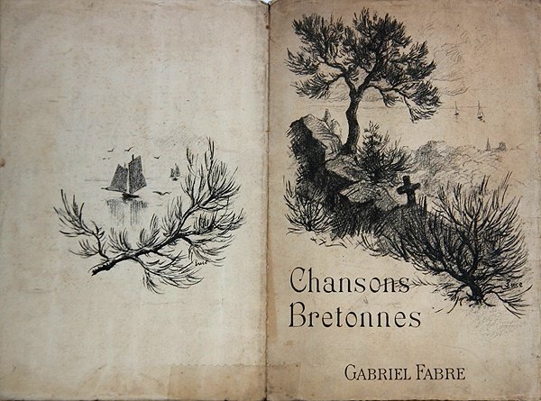 غلاف لسجل "Chansons Bretonnes" لغابرييل فابر بعد قصائد Moreas و Ajalbert و P. Fort ، أوائل القرن العشرين (لون ليثو) بواسطة المدرسة الفرنسية