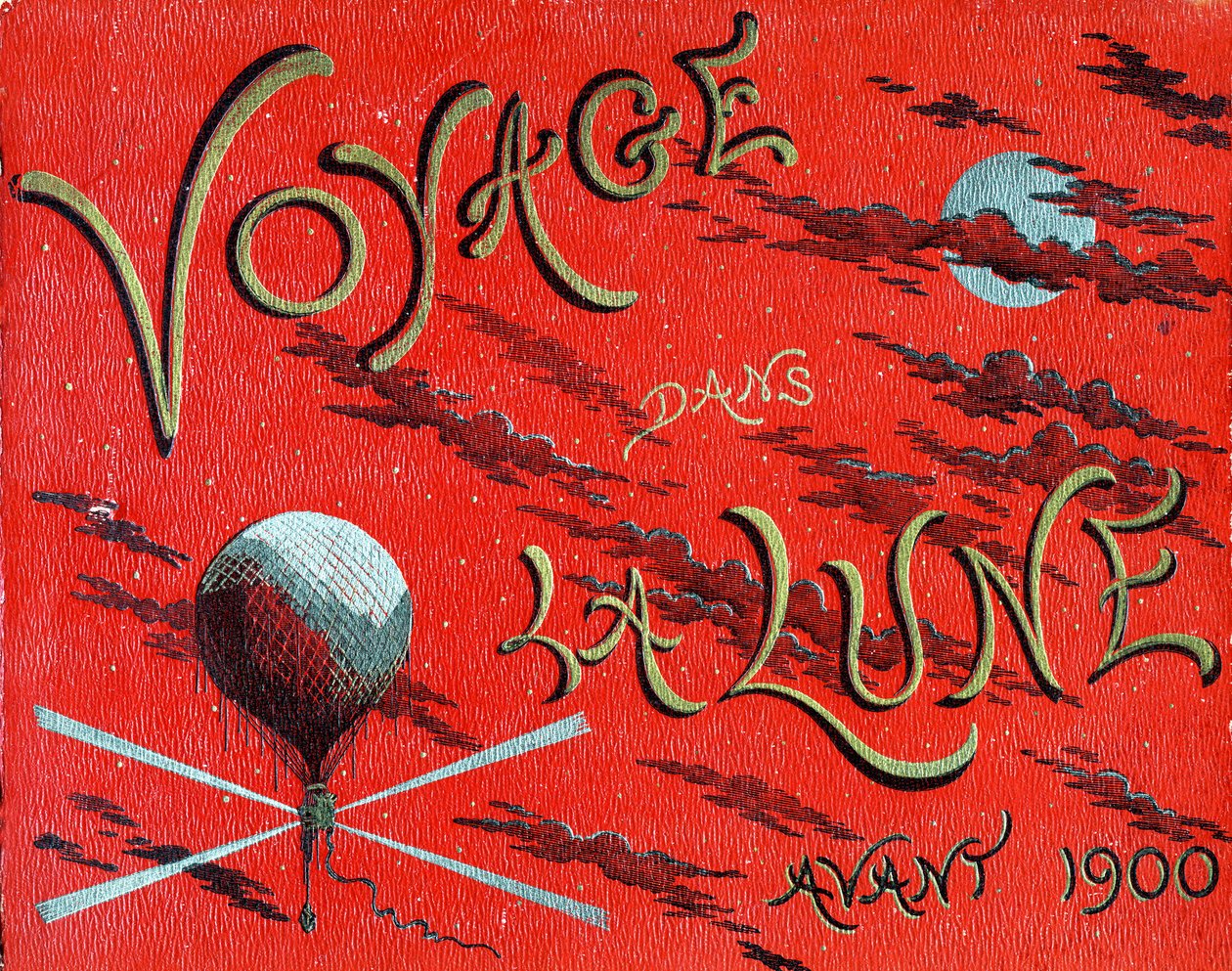 غلاف كتاب "Voyage dans la lune avant 1900" من تأليف A. de Ville d'Avray ، طبعة Ancienne Librairie Furne (نقش) بواسطة المدرسة الفرنسية
