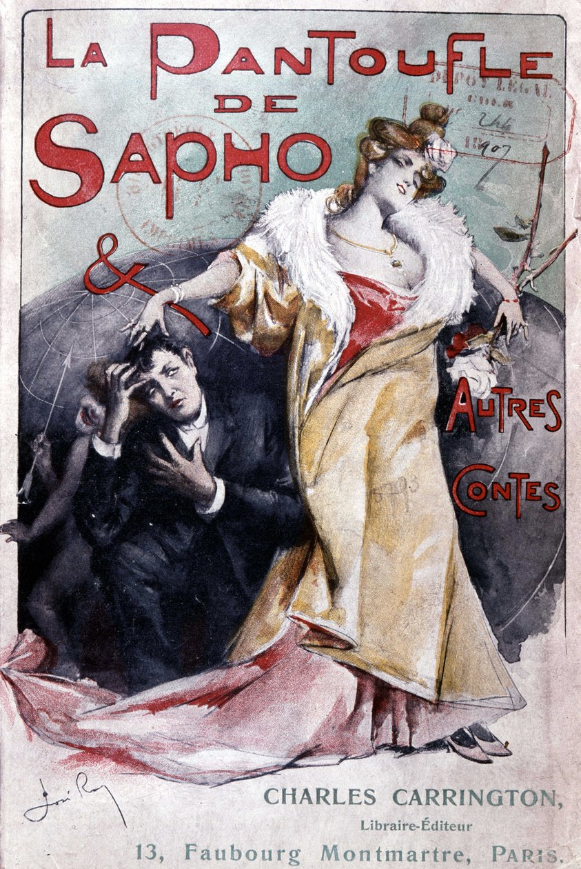 غلاف الرواية الشعبية "شبشب Sapho وحكايات أخرى" ، أد. كارينجتون ، باريس ، أواخر القرن التاسع عشر - BN بواسطة المدرسة الفرنسية