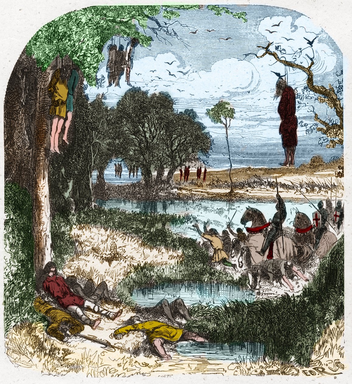 Crusade des Pastoureaux في عام 1251: حملة "العشيرة الصغيرة" ، الفلاحون ؛ تم استفزازه في عام 1251 من قبل أسر القديس لويس خلال الحملة الصليبية السابعة. نقش في "Histoire De France En Cent لوحات بواسطة Paul Lehugeur" 1891. بواسطة المدرسة الفرنسية