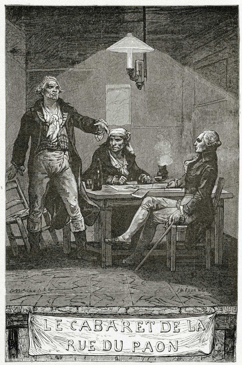 دانتون ، مارات ، روبيسبير - التوضيح من Quatre Vingt Treize ، القرن التاسع عشر (نقش وزن الجسم) بواسطة المدرسة الفرنسية