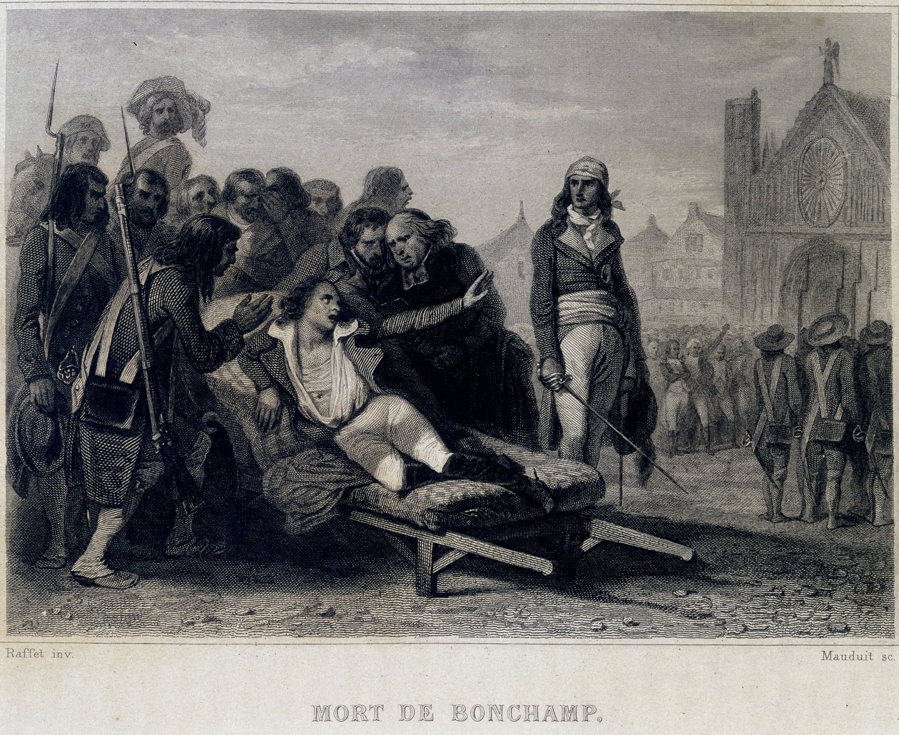 وفاة Bonchamp ou Bonchamps (1793) - في "" Revolution francaise "بقلم تيير. القرن ال 19 بواسطة المدرسة الفرنسية