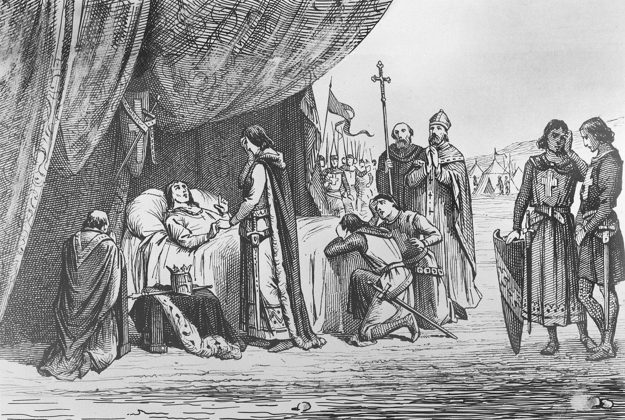 وفاة لويس التاسع عام 1270 (نقش) بواسطة المدرسة الفرنسية