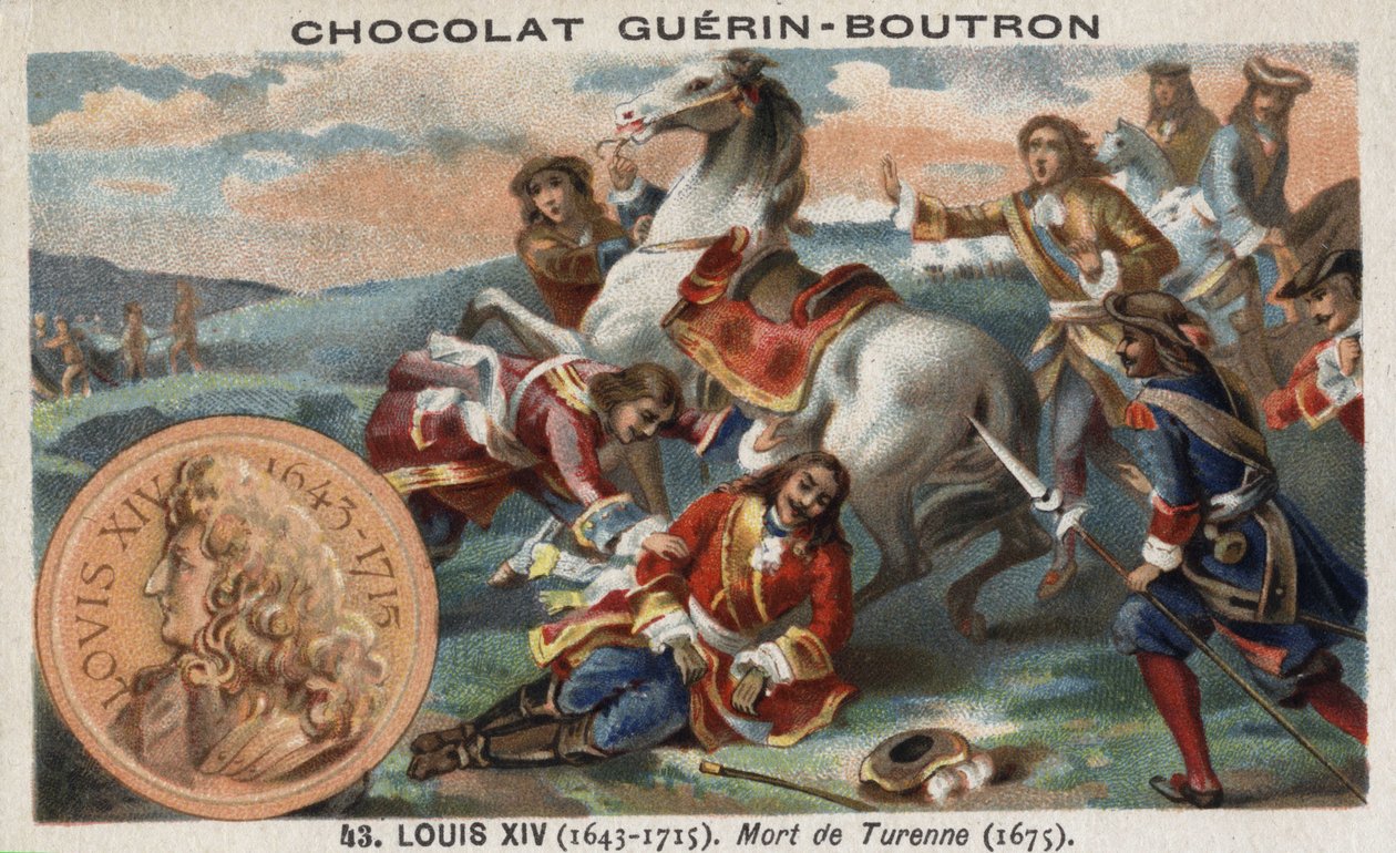 موت توريني (Henri de la Tour d'Auvergne ، Viscount de Turenne) ، marechal of France ، قتال Montecuccoli في Sasbach (أو Salzbach) ، ألمانيا بواسطة المدرسة الفرنسية