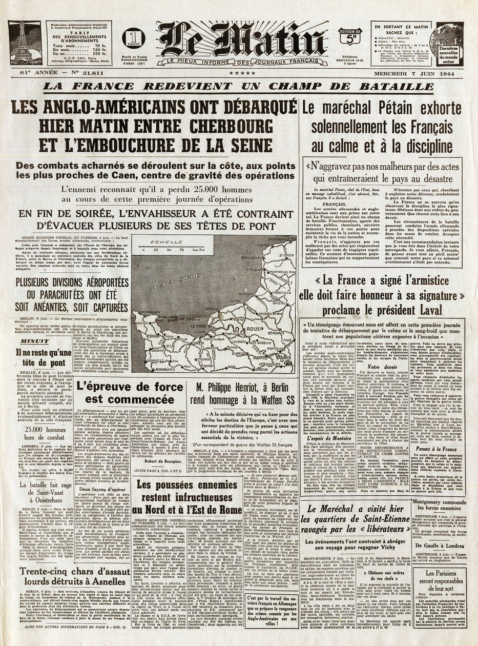 إنزال نورماندي يونيو 1944 - إنزال نورماندي 6 يونيو 1944 (يوم النصر) - في صباح يوم الخميس 7 يونيو 1944 غادر الأنجلو أمريكان صباح أمس بين شيربورج ومصب نهر السين بواسطة المدرسة الفرنسية