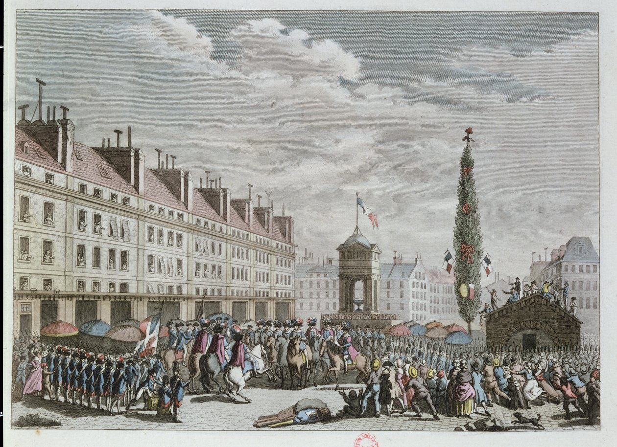 إعلان الدستور ، مكان الأبرياء ، باريس ، سبتمبر 1791 ، 1791 (نقش الألوان) بواسطة المدرسة الفرنسية