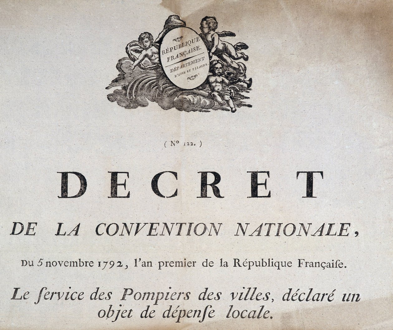 مرسوم المؤتمر الوطني الصادر في 5 نوفمبر 1792 بشأن رجال إطفاء المدينة بواسطة المدرسة الفرنسية