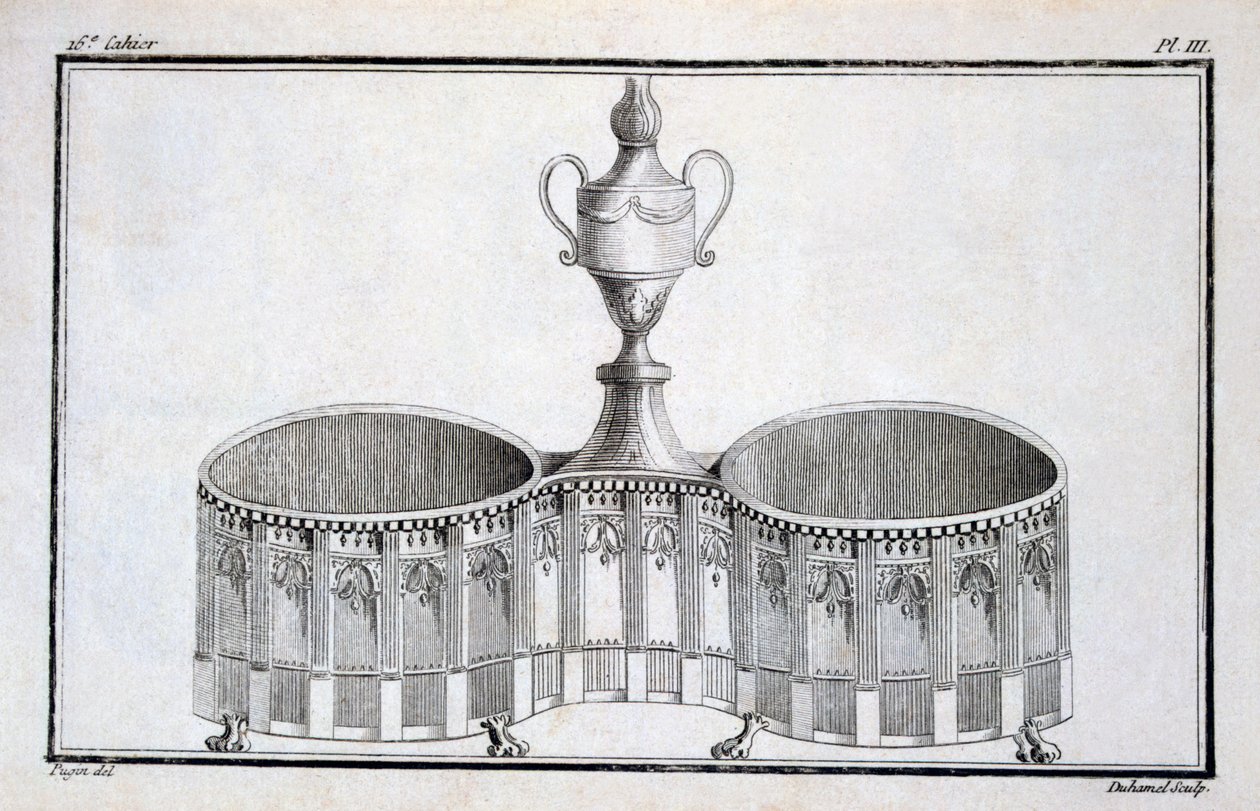 صممه بوجين ، من كتاب أنماط تصاميم المعادن الكلاسيكية الجديدة التي وضعتها Duhamel ، c.1770s-80s بواسطة المدرسة الفرنسية
