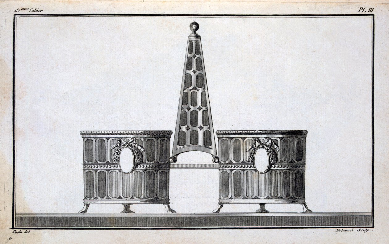 صممه بوجين ، من كتاب أنماط تصاميم المعادن الكلاسيكية الجديدة التي وضعتها Duhamel ، c.1770s-80s بواسطة المدرسة الفرنسية