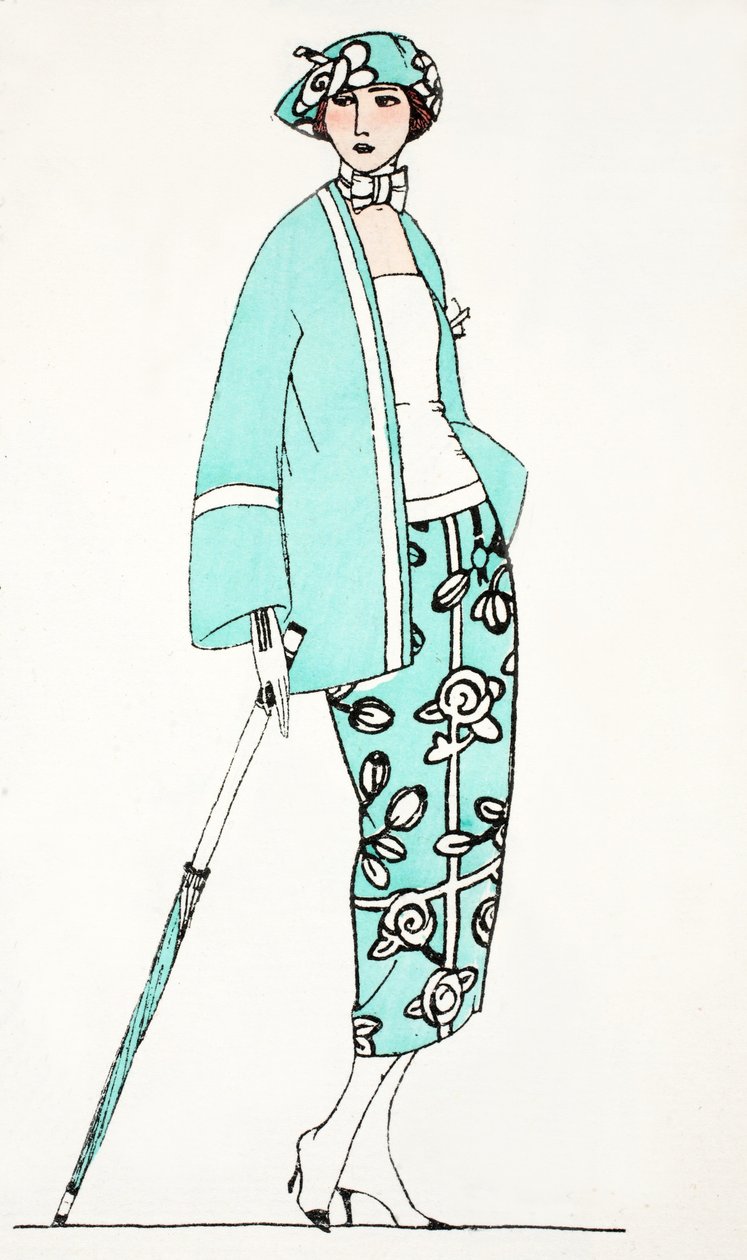 Design for a Day Dress c 1919 (طباعة pochoir) بواسطة المدرسة الفرنسية