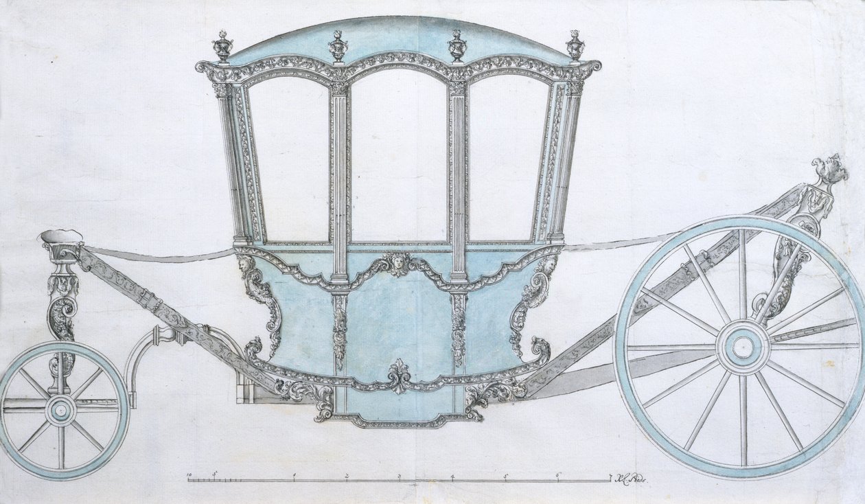 تصميم لمدرب ، c.1760 (قلم وحبر مع غسل أزرق) بواسطة المدرسة الفرنسية