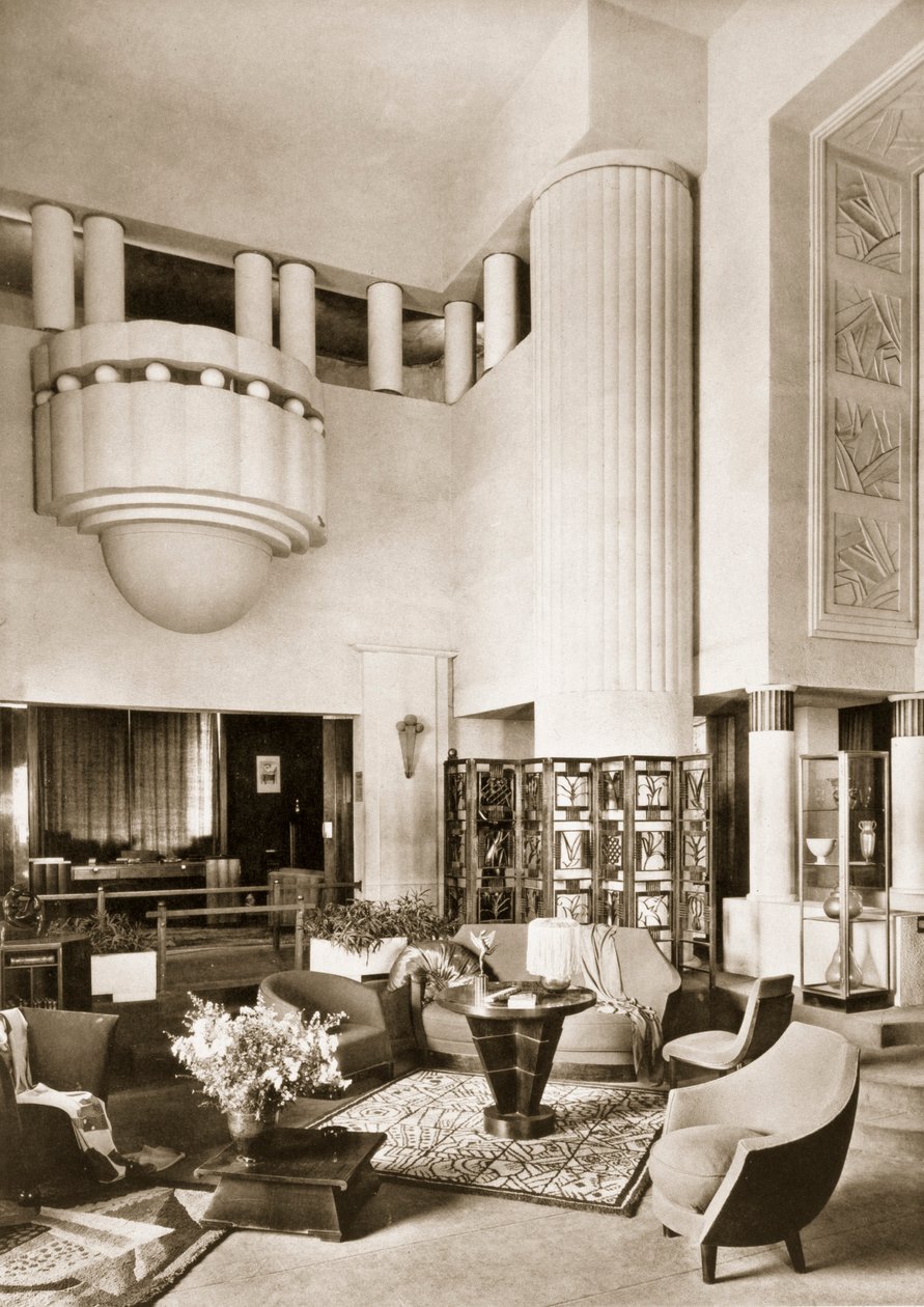تصميم لقاعة جناح بريمافيرا في المعرض الدولي في باريس عام 1925 ، حانة. 19 بواسطة المدرسة الفرنسية