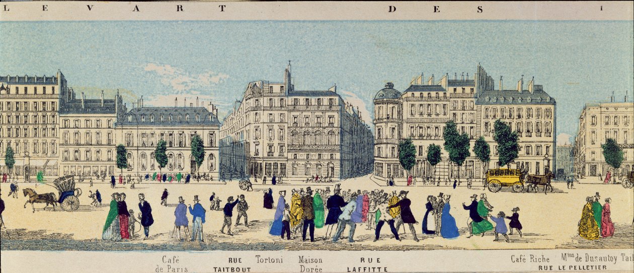 تفاصيل البانوراما في Boulevard des Italiens ، c.1840 بواسطة المدرسة الفرنسية
