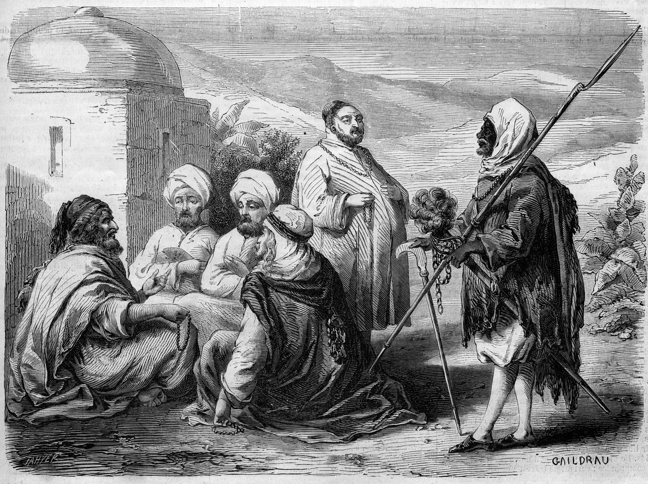 أنواع الدراويش (المتسولين) في شوارع تونس العاصمة بواسطة المدرسة الفرنسية