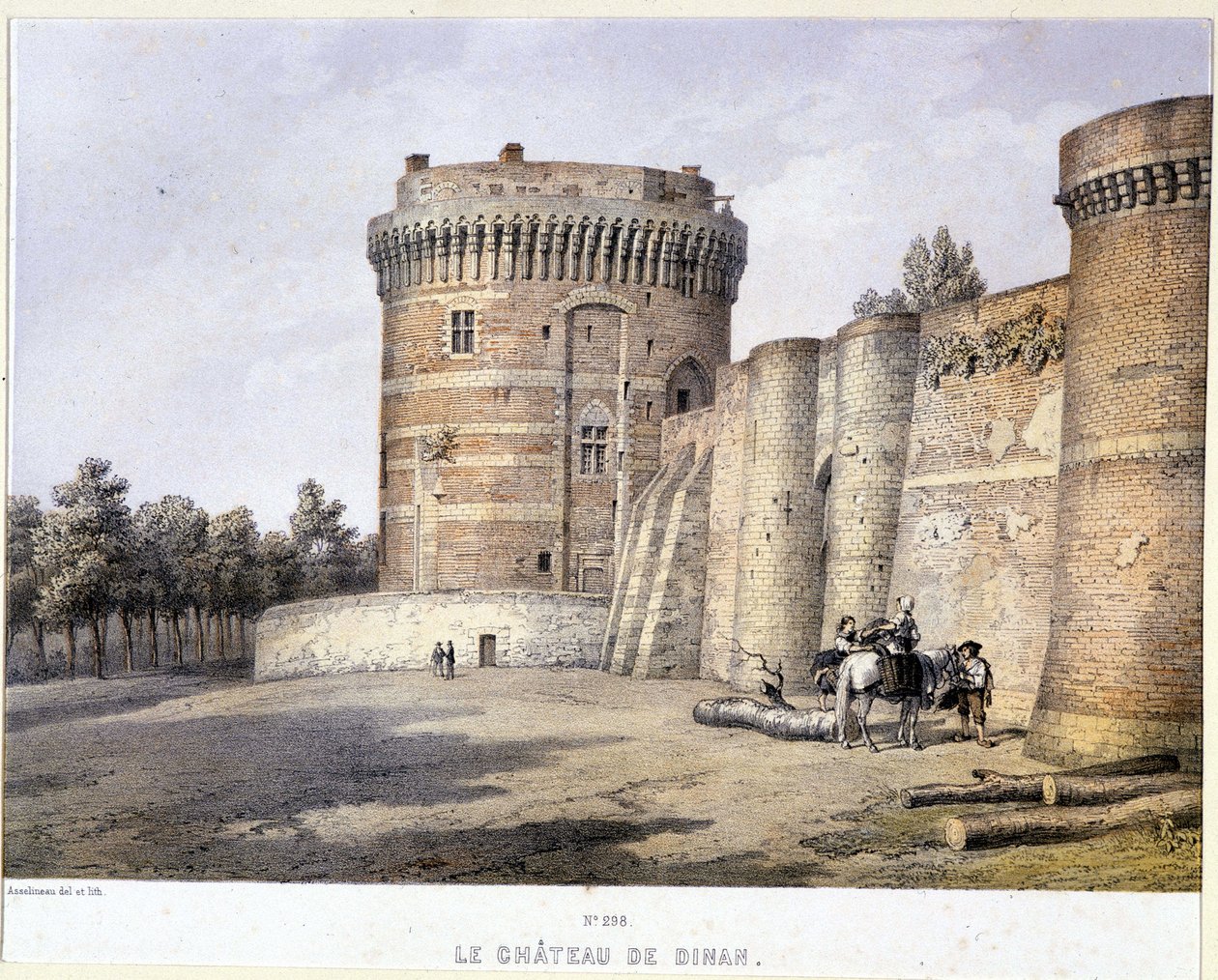 Dinan Castle - lithography, late 19th century بواسطة المدرسة الفرنسية