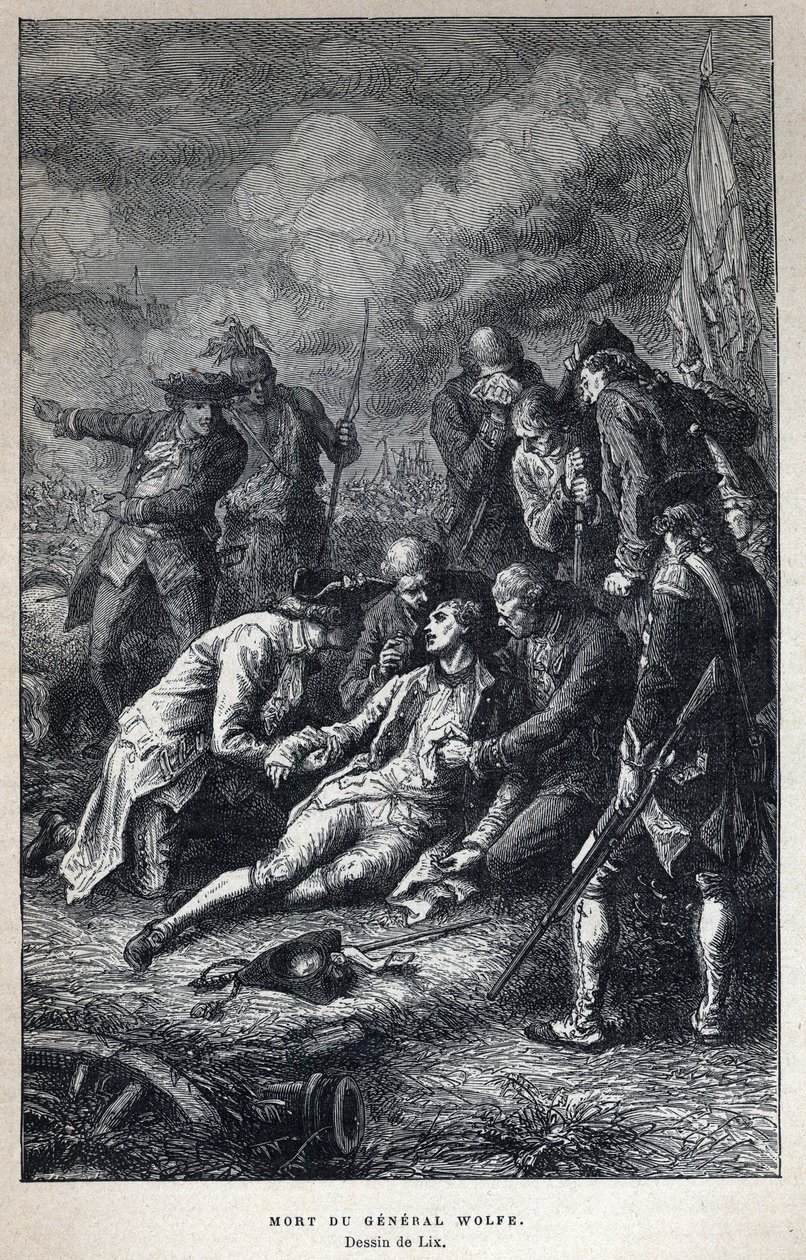 اكتشف كندا: وفاة الجنرال جيمس وولف (1727-1759) الجيش البريطاني في معركة كيبيك في 13 سبتمبر بواسطة المدرسة الفرنسية