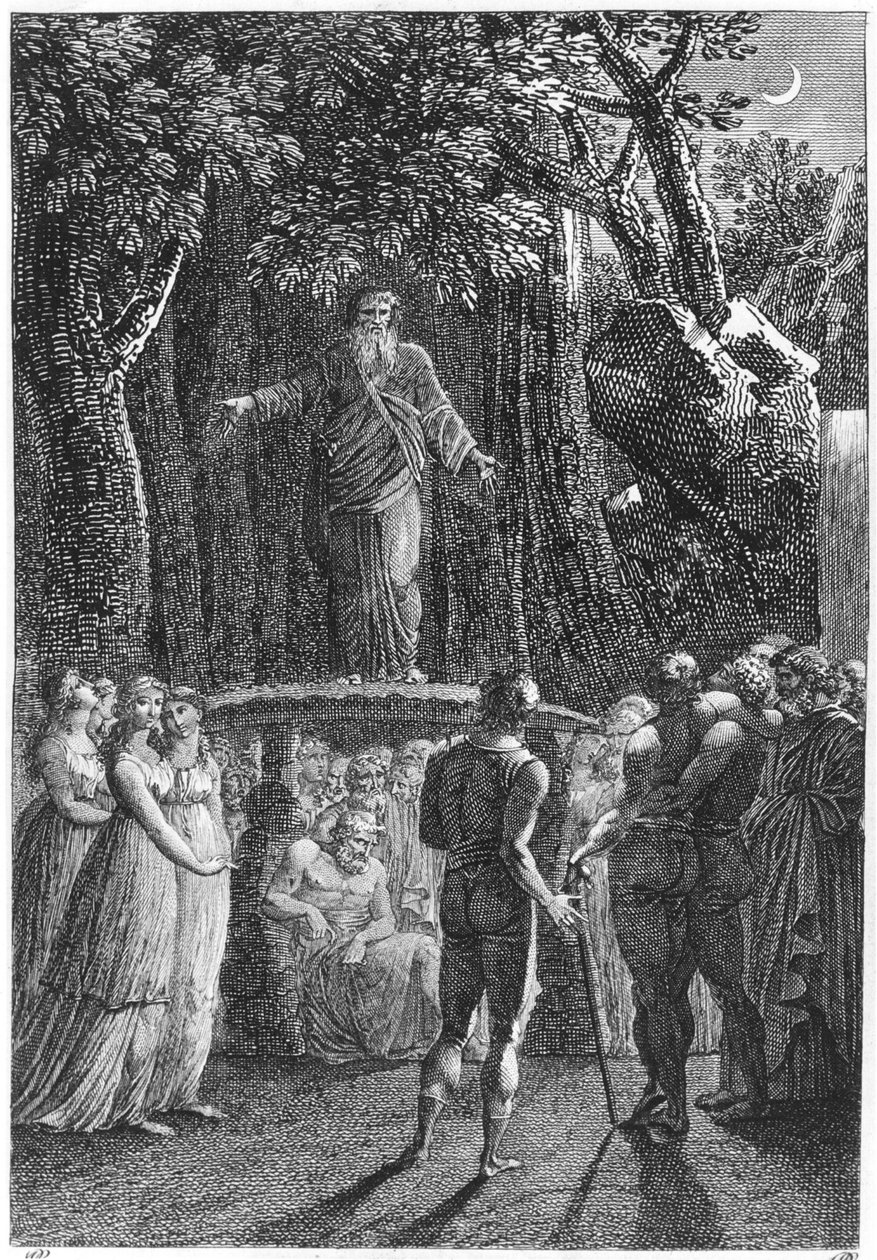 Druids in Brittany ، توضيح من Voyage dans le Finistere بقلم جاك كامبري ، باريس ، تم نشره عام 1801 بواسطة المدرسة الفرنسية