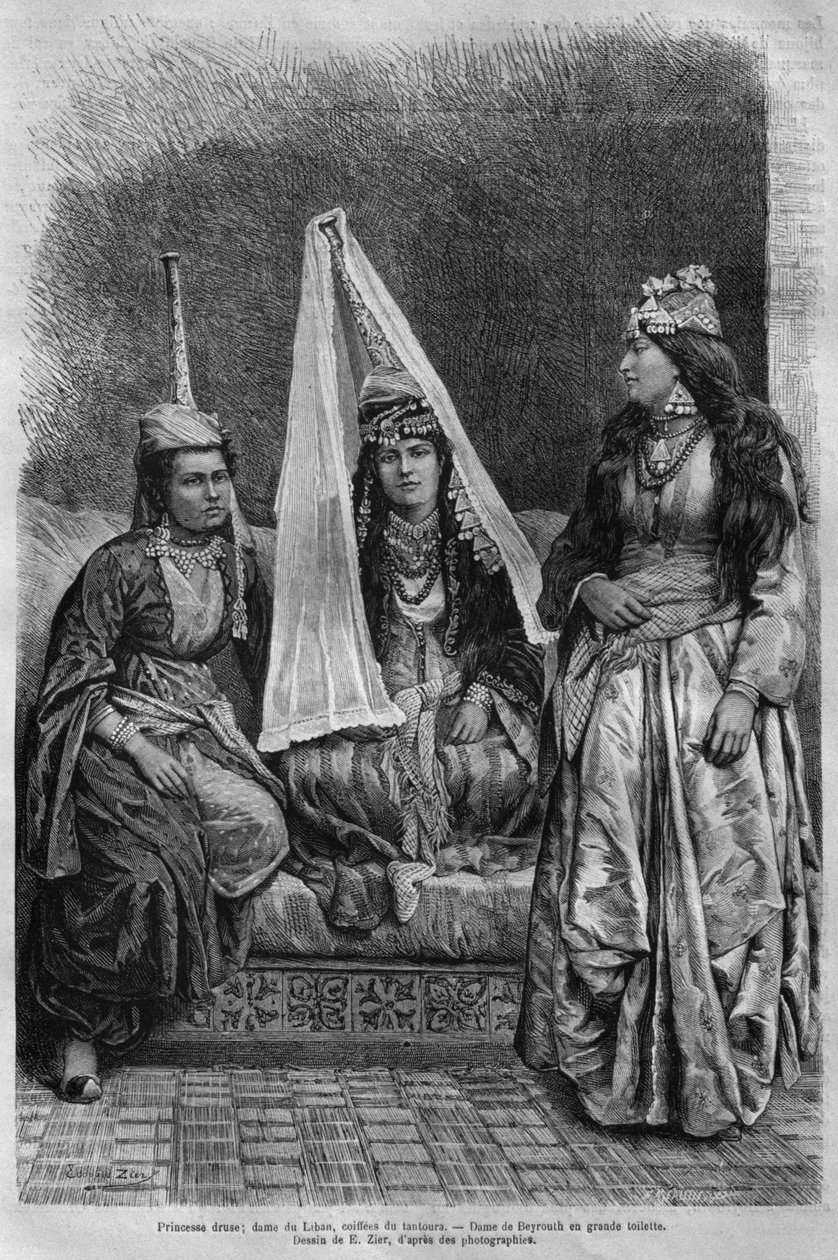 أميرة درزية من سوريا اليوم. رحلات إلى فينيسيا ولبنان وجودي. 1875-1880 من لويس تشارلز إميل لورت ، 1884 (النقش وزن الجسم) بواسطة المدرسة الفرنسية
