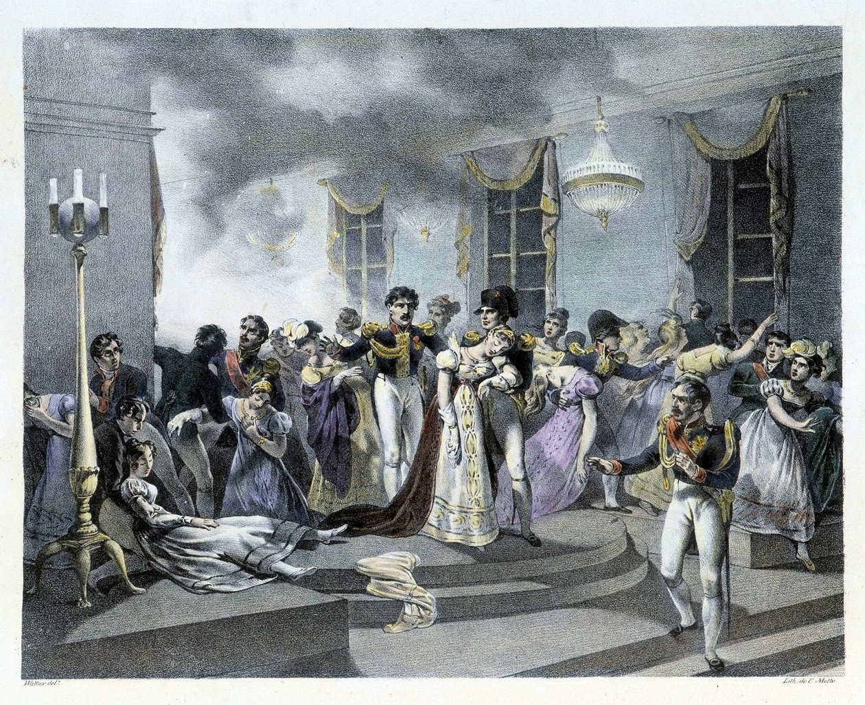 أثناء الاحتفال بزفاف نابليون الأول مع ماري لويز في السفارة النمساوية بباريس في 1/7/1810 ، اندلع حريق. كان هناك العديد من القتلى. أنشأ نابليون لاحقًا رجال الإطفاء. بواسطة المدرسة الفرنسية