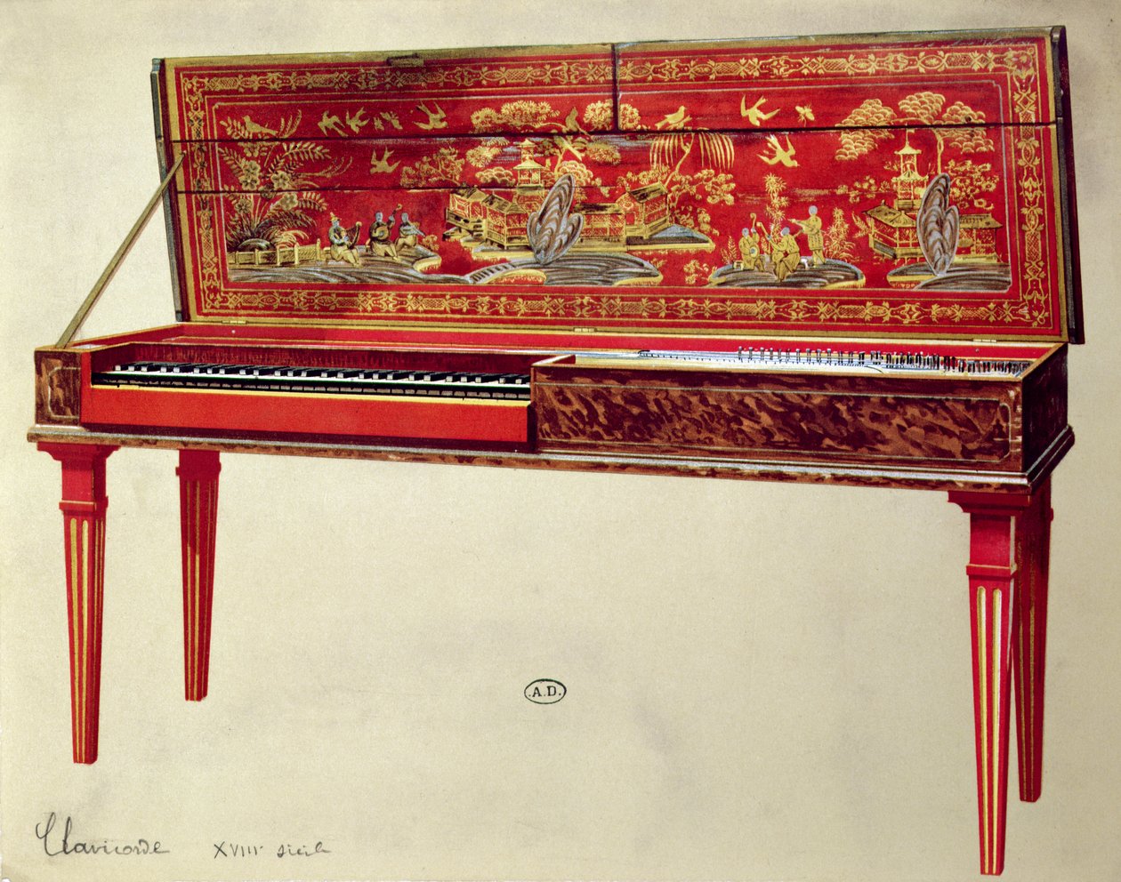 clavichord القرن الثامن عشر بواسطة المدرسة الفرنسية
