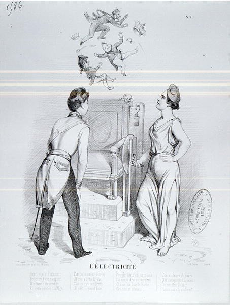 الكهرباء ، رسم كاريكاتوري لثورة 1848 بواسطة المدرسة الفرنسية