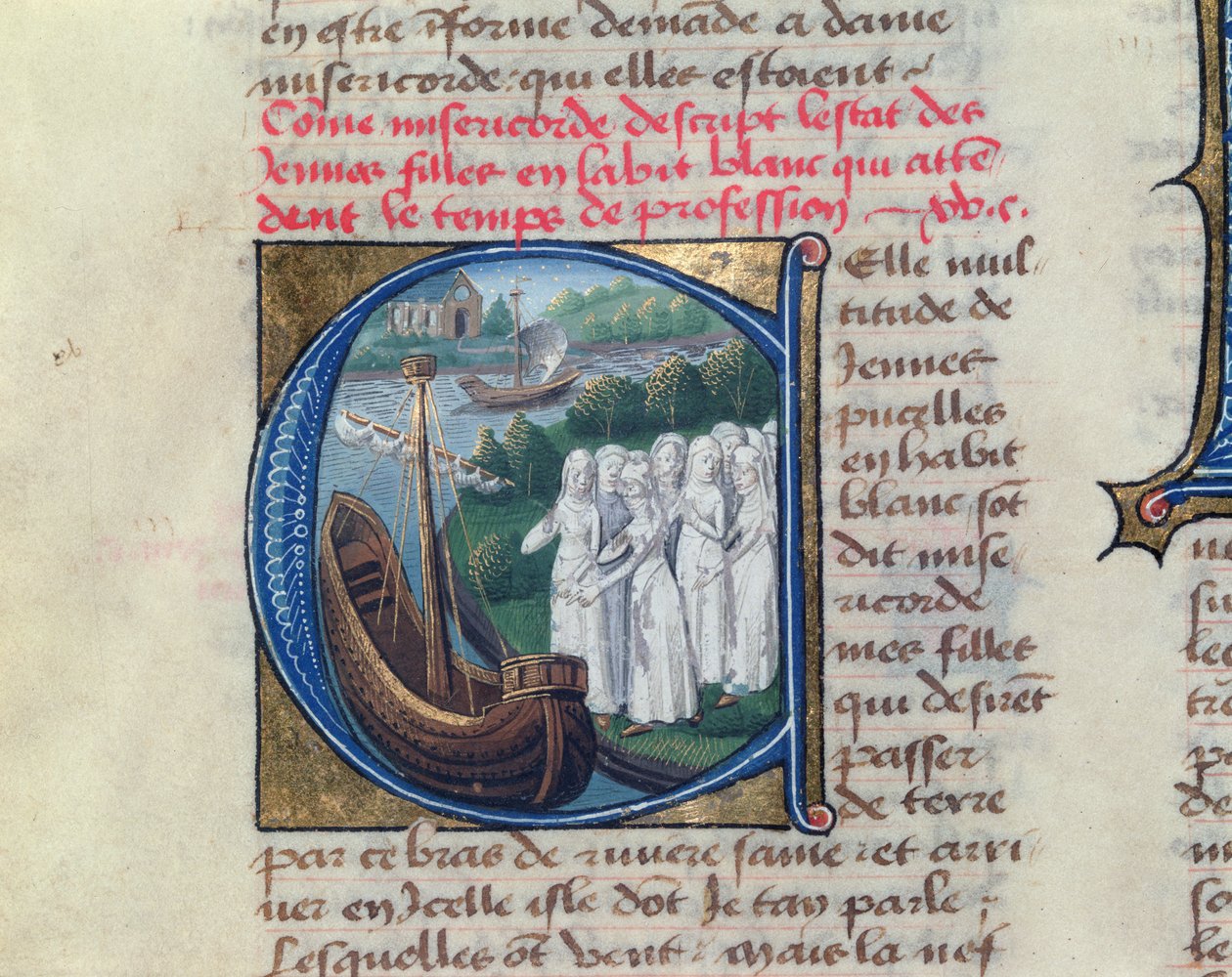 انطلاق راهبات الأعمال الخيرية في فندق Dieu de Paris ، من Le Livre de Vie Active de l&39;Hotel Dieu بواسطة Jean Henry ، c.1482 بواسطة المدرسة الفرنسية