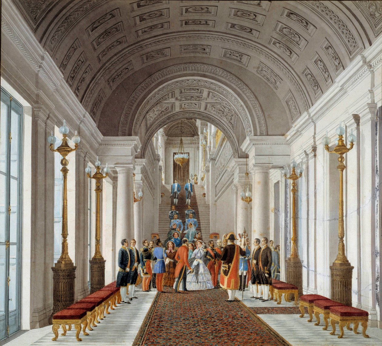 الإمبراطور نابليون الثالث (1808-1873) والإمبراطورة أوجيني (1826-1920) في لوحة Tuileries Anonymous حوالي عام 1860. باريس ، الفنون الزخرفية بواسطة المدرسة الفرنسية