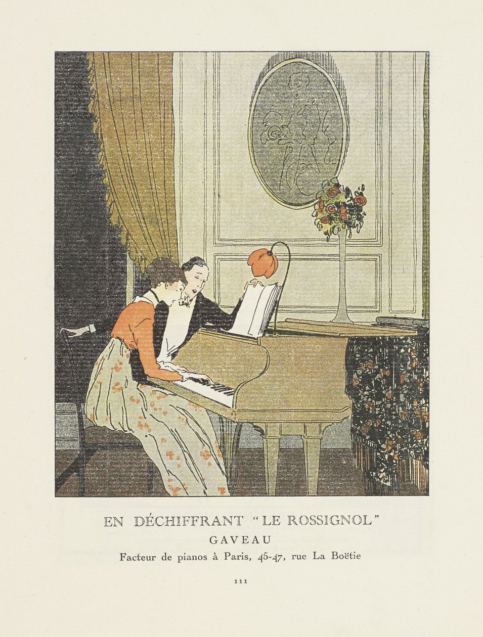 إعلان "فك رموز" Le Rossignol "من La Gazette du Bon Ton، pub. 1914 بواسطة المدرسة الفرنسية