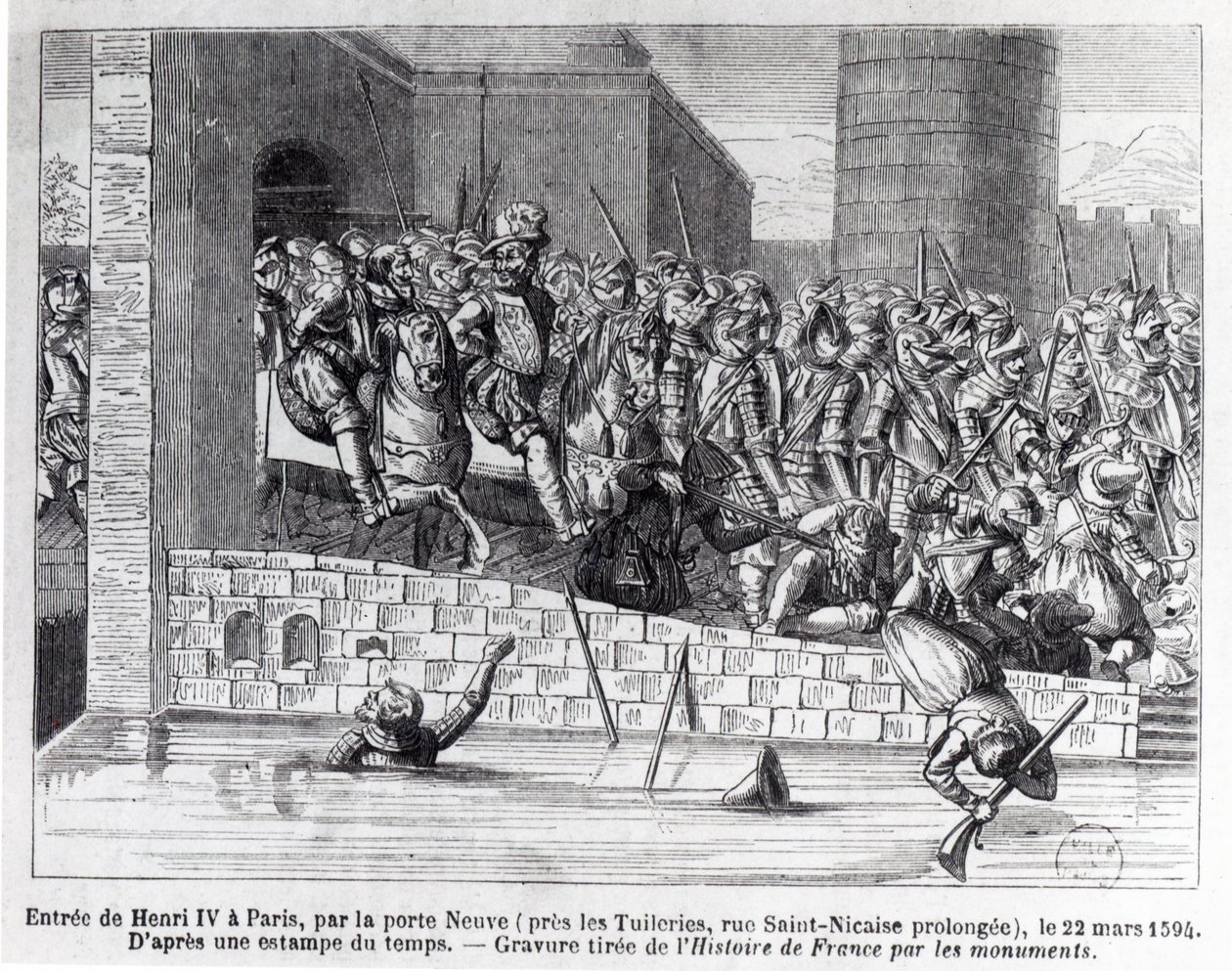 مدخل هنري الرابع (1553-1610) إلى باريس ، 22 مارس 1594 (النقش) (وزن الصورة) بواسطة المدرسة الفرنسية