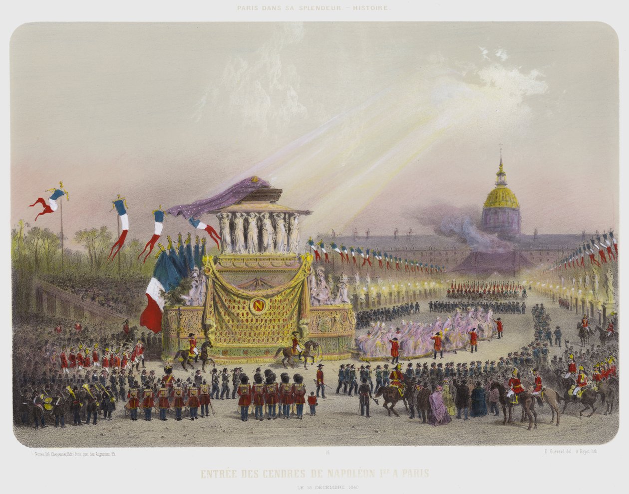 إنتري دي سيندريز دي نابليون 1er A باريس، 15 ديسمبر 1840 (طباعة حجرية ملونة) بواسطة المدرسة الفرنسية