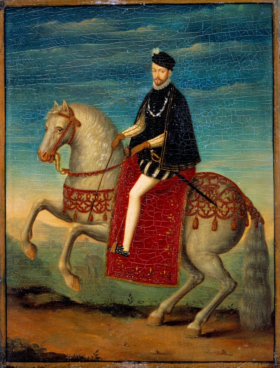 صورة الفروسية لتشارلز التاسع (1550 - 1574). لوحة مجهولة للمدرسة الفرنسية بواسطة المدرسة الفرنسية