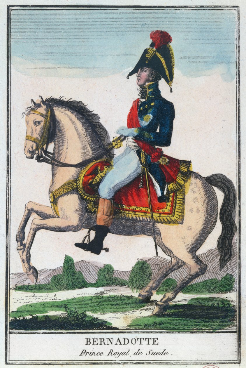 صورة الفروسية لتشارلز جان بابتيست برنادوت (1763-1844) ، أوائل القرن التاسع عشر (نقش الألوان) بواسطة المدرسة الفرنسية
