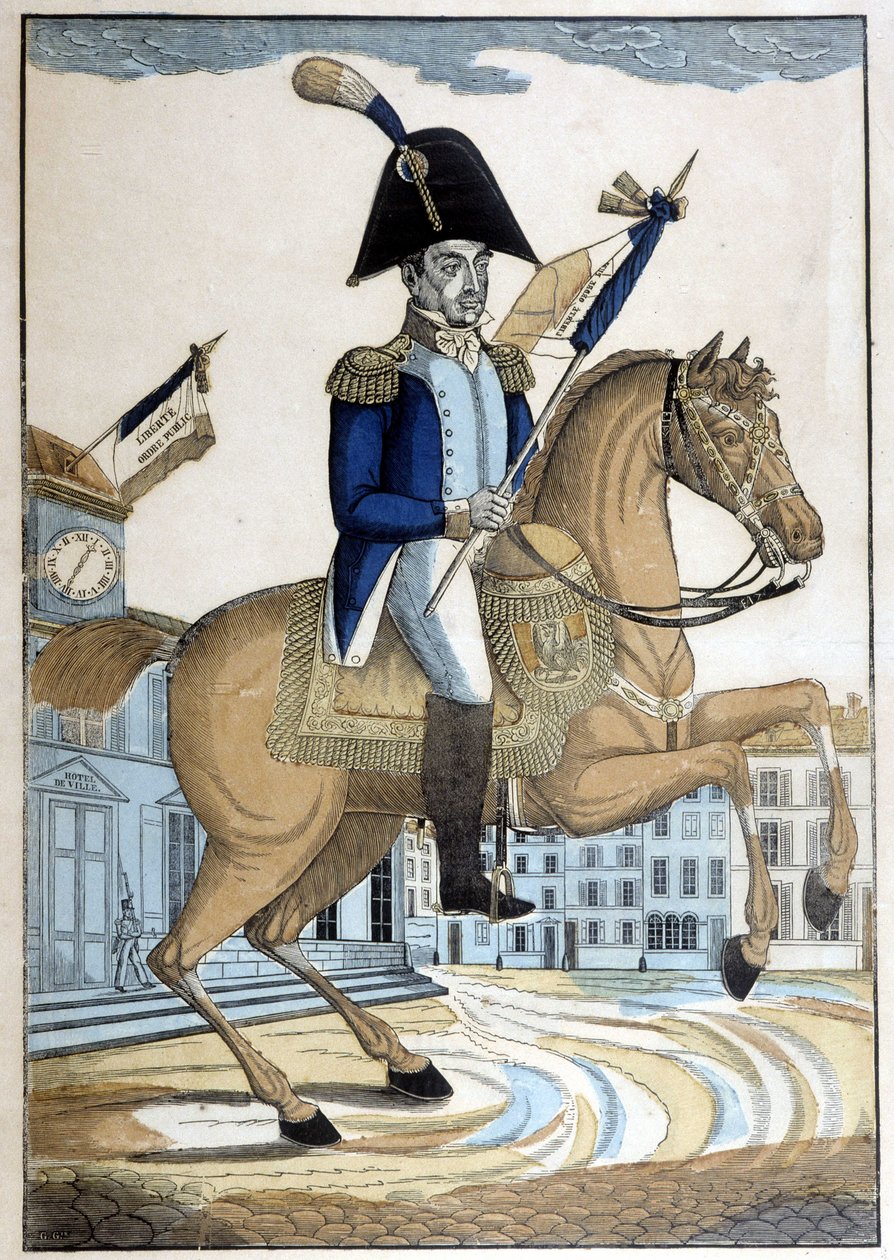 Equestrian portrait of General Lafayette, Commander-in-Chief of the National Guard of France بواسطة المدرسة الفرنسية