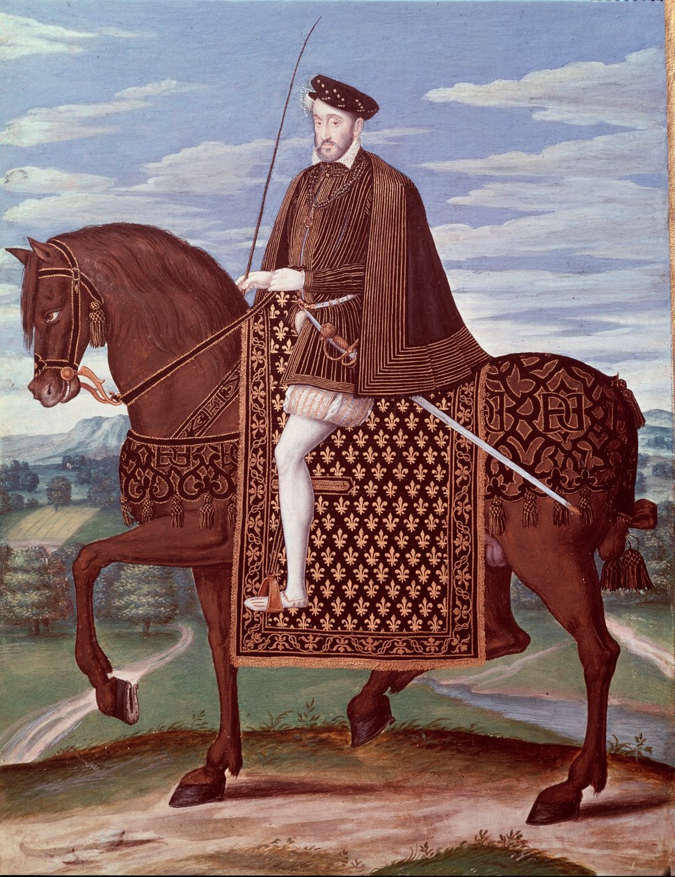 صورة الفروسية لهنري الثاني (1519-1559) ملك فرنسا (صورة هنري الثاني ملك فرنسا) لوحة مجهولة المصدر بواسطة المدرسة الفرنسية