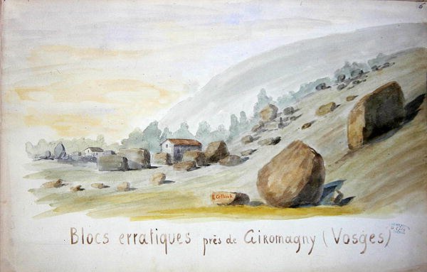 كتل غير منتظمة بالقرب من Giromagny في منطقة Vosges (ألوان مائية على ورق) بواسطة المدرسة الفرنسية