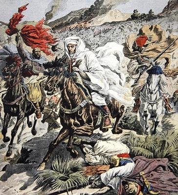 هروب السلطان عبد العزيز من المغرب ، صورة توضيحية من لو بيتيت جورنال ، 6 سبتمبر 1908 بواسطة المدرسة الفرنسية