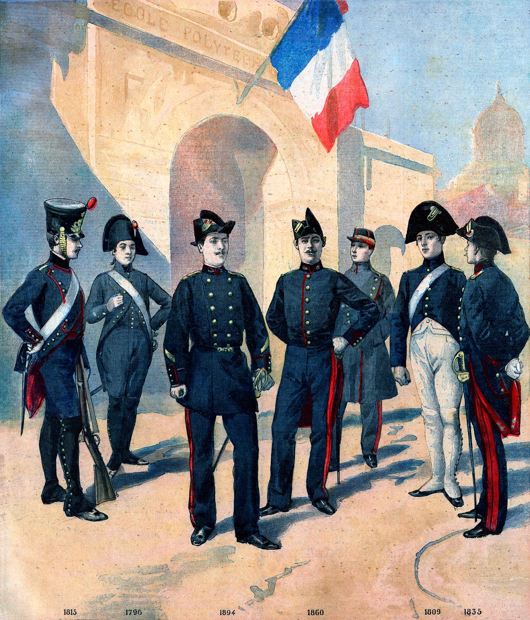 EvoLution من الزي الرسمي لتلاميذ مدرسة البوليتكنيك في باريس و bicorne بين 1796 و 1894 بواسطة المدرسة الفرنسية