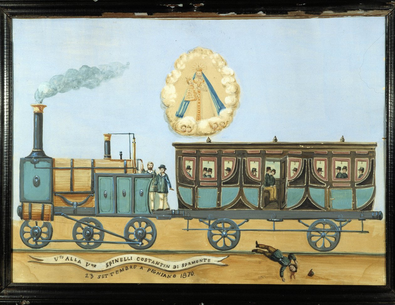 Ex-voto for someone fallen from a train - Notre-Dame de Laghet بواسطة المدرسة الفرنسية