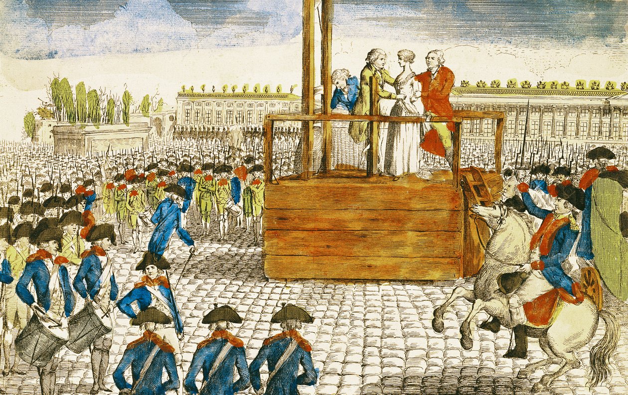 إعدام ماري أنطوانيت (1755-1793) في ساحة الثورة ، 16 أكتوبر 1793 بواسطة المدرسة الفرنسية