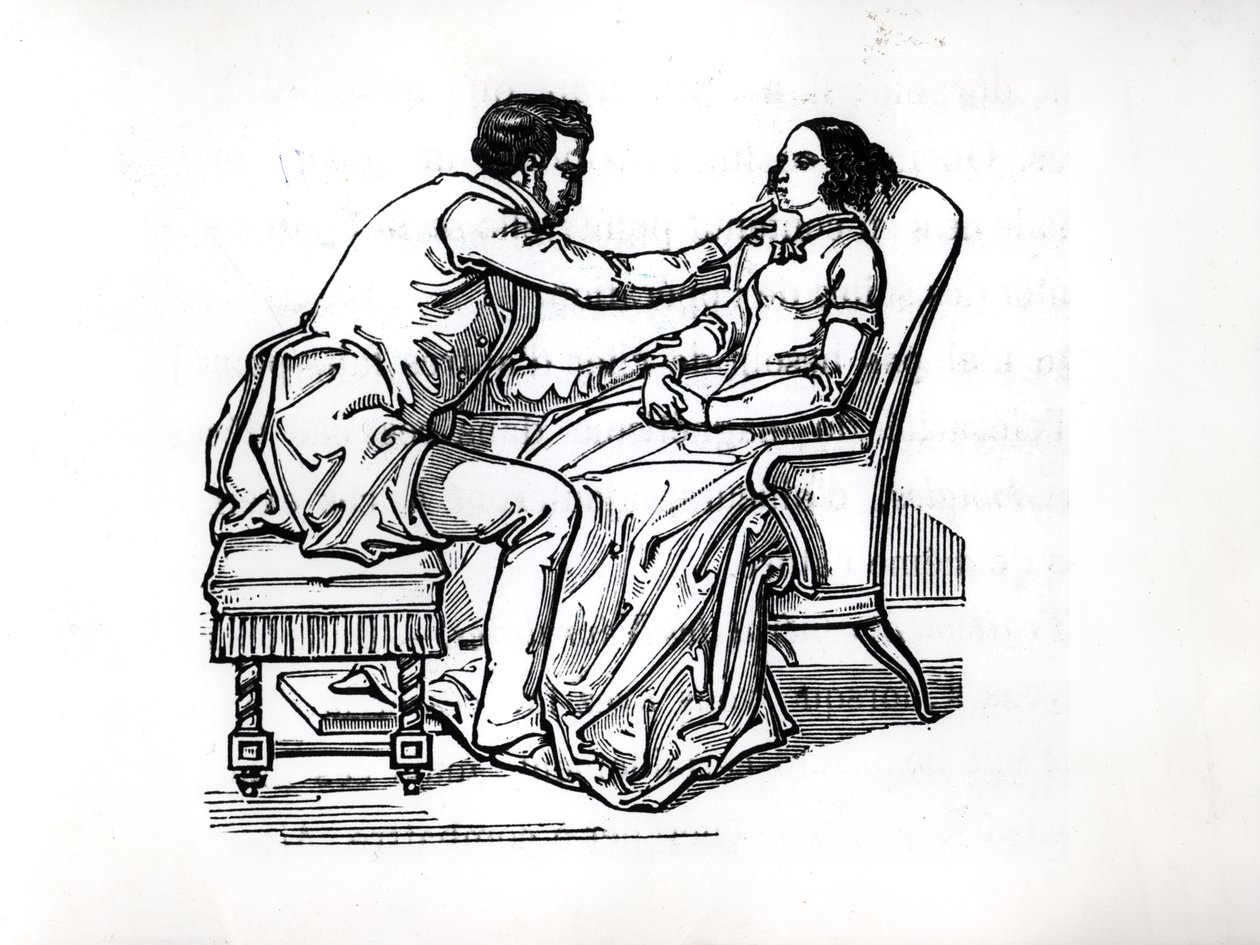 تجربة في المغناطيسية الحيوانية بقلم فرانز أنتون ميسمر (1734-1815) في 1784 بواسطة المدرسة الفرنسية